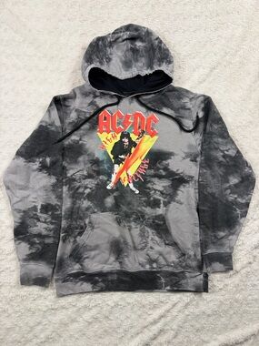 AC/DC Black and Gray Tie-Dye Hoodie Sweatshirt